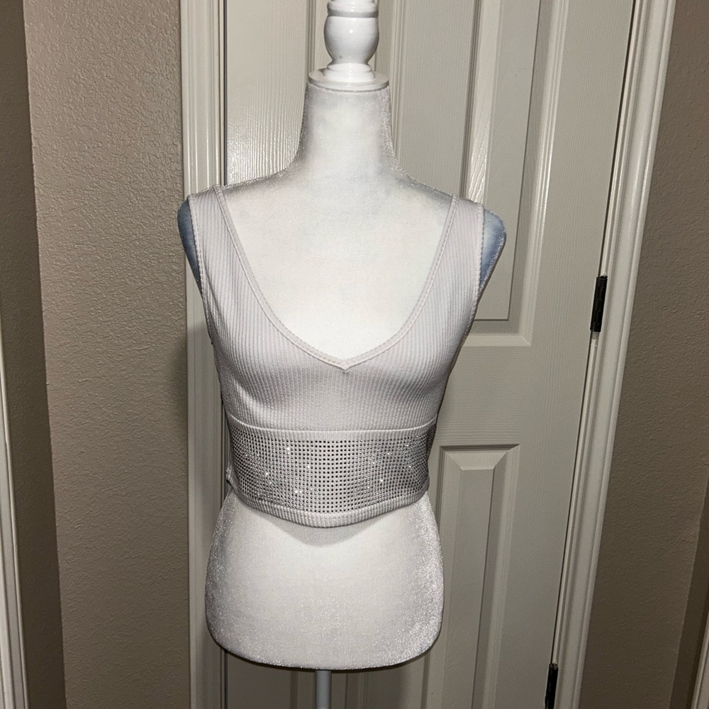 SHEIN Shimmering Silver Top